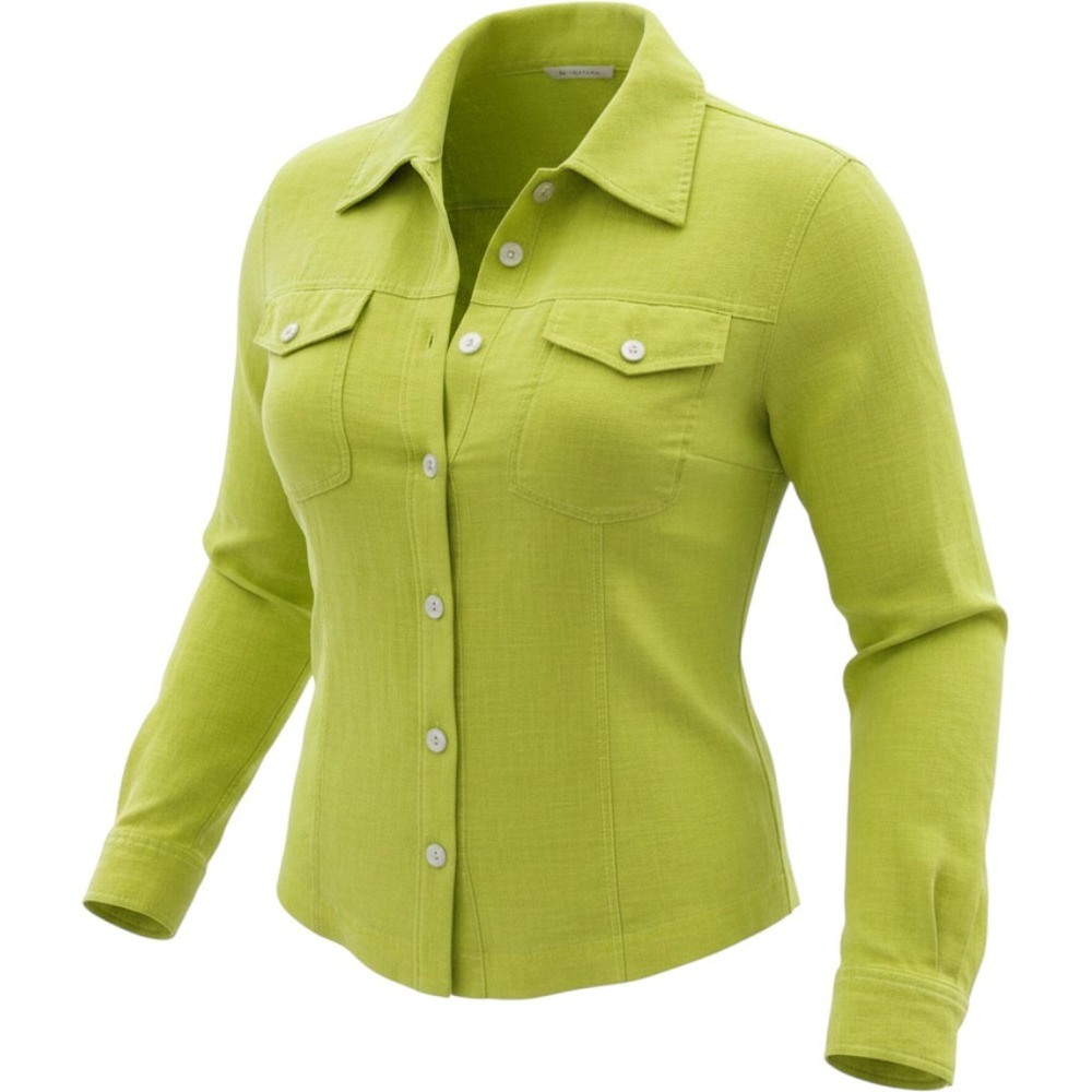 Allison Taylor Womens XL Lime Green 100% Linen Button Down Shirt Long Sleeve